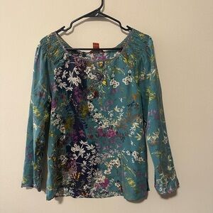 Women’s Sundance 100% silk floral blouse blue and purple size small
